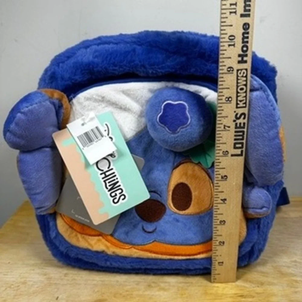 Disney Stitch Munchlings Plush Blueberry Loaf Mini Backpack Bag NWT Soft Kidcore
